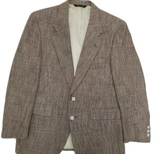 Vintage Men's Blazer Jacket Tan Woven   Chest: 40"  Brown Tan